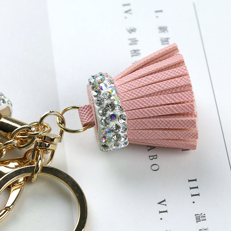 Wholesale Diamond Inlaid Pentagram Leather Key Ring